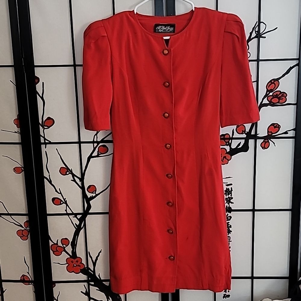 All That Jazz Vintage Red Button Up Dress